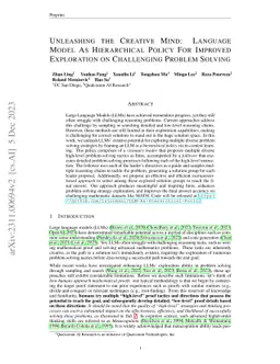 Unleashing the Creative Mind: Language Model As Hierarchical Policy For
  Improved Exploration on Challenging Problem Solving