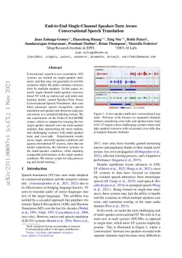 End-to-End Single-Channel Speaker-Turn Aware Conversational Speech
  Translation