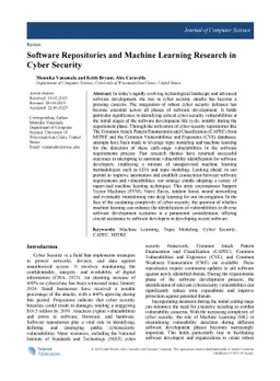 Software Repositories and Machine Learning Research in Cyber Security