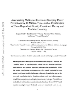 Accelerating Electronic Stopping Power Predictions by 10 Million Times
  with a Combination of Time-Dependent Density Functional Theory and Machine
  Learning