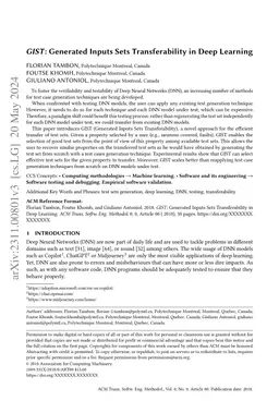 GIST: Generated Inputs Sets Transferability in Deep Learning