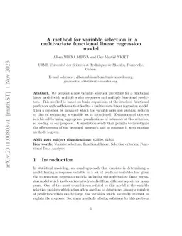 A method for variable selection in a multivariate functional linear
  regression model