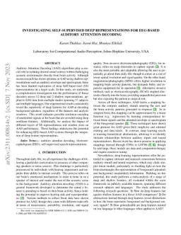 Investigating Self-Supervised Deep Representations for EEG-based
  Auditory Attention Decoding