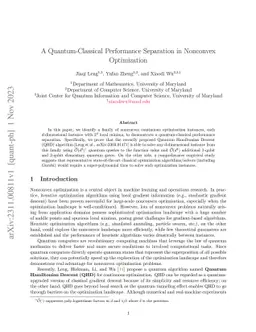 A quantum-classical performance separation in nonconvex optimization