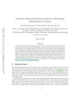 Selectively Sharing Experiences Improves Multi-Agent Reinforcement
  Learning