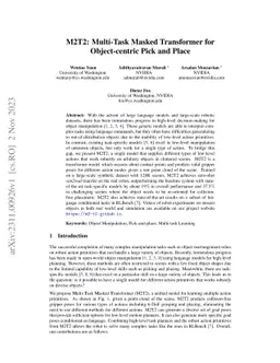 M2T2: Multi-Task Masked Transformer for Object-centric Pick and Place