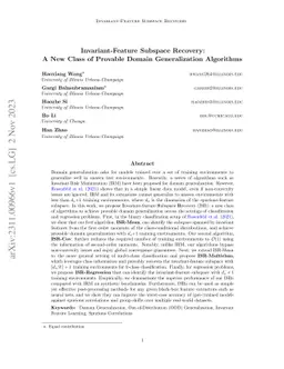 Invariant-Feature Subspace Recovery: A New Class of Provable Domain
  Generalization Algorithms