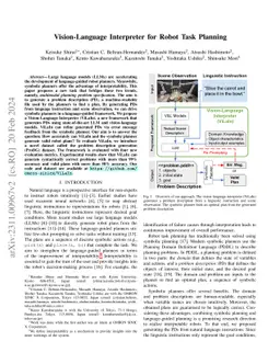 Vision-Language Interpreter for Robot Task Planning