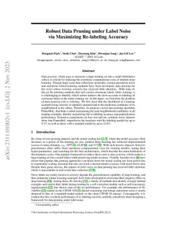 Robust Data Pruning under Label Noise via Maximizing Re-labeling
  Accuracy