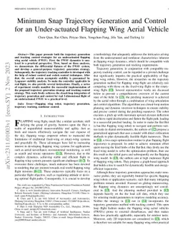 Minimum Snap Trajectory Generation and Control for an Under-actuated
  Flapping Wing Aerial Vehicle