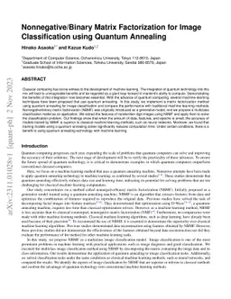 Nonnegative/Binary Matrix Factorization for Image Classification using
  Quantum Annealing