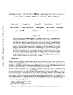 Multimodal Foundation Models for Zero-shot Animal Species Recognition in
  Camera Trap Images