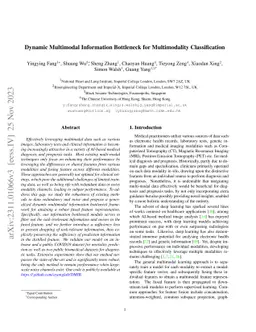 Dynamic Multimodal Information Bottleneck for Multimodality
  Classification