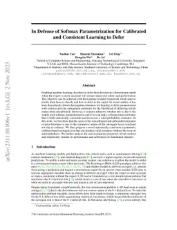 In Defense of Softmax Parametrization for Calibrated and Consistent
  Learning to Defer