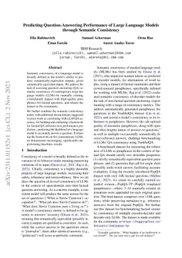 Predicting Question-Answering Performance of Large Language Models
  through Semantic Consistency
