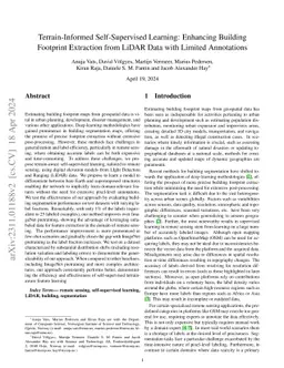 Terrain-Informed Self-Supervised Learning: Enhancing Building Footprint
  Extraction from LiDAR Data with Limited Annotations