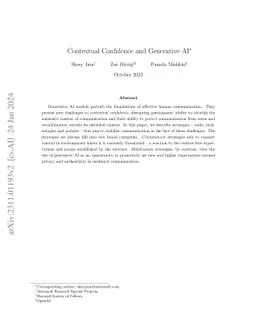 Contextual Confidence and Generative AI