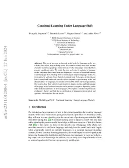 Continual Learning Under Language Shift