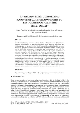 An energy-based comparative analysis of common approaches to text
  classification in the Legal domain