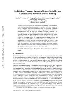 UniFolding: Towards Sample-efficient, Scalable, and Generalizable
  Robotic Garment Folding