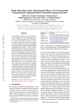 People Make Better Edits: Measuring the Efficacy of LLM-Generated
  Counterfactually Augmented Data for Harmful Language Detection