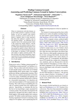 Finding Common Ground: Annotating and Predicting Common Ground in Spoken
  Conversations