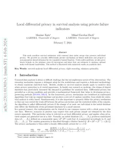 Local differential privacy in survival analysis using private failure
  indicators