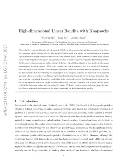 High-dimensional Linear Bandits with Knapsacks