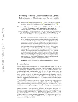 Securing Wireless Communication in Critical Infrastructure: Challenges
  and Opportunities