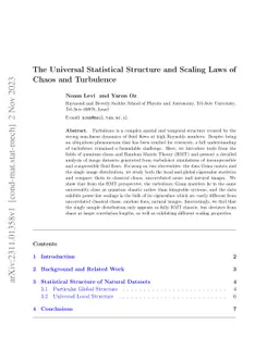 The Universal Statistical Structure and Scaling Laws of Chaos and
  Turbulence
