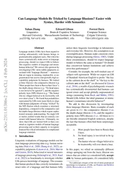 Can Language Models Be Tricked by Language Illusions? Easier with
  Syntax, Harder with Semantics