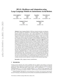 REAL: Resilience and Adaptation using Large Language Models on
  Autonomous Aerial Robots