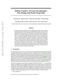 Holistic Transfer: Towards Non-Disruptive Fine-Tuning with Partial
  Target Data