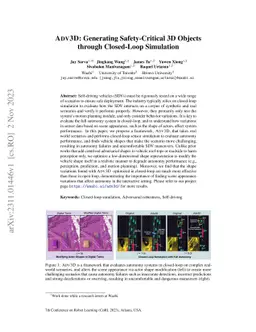 Adv3D: Generating Safety-Critical 3D Objects through Closed-Loop
  Simulation
