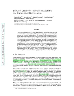 Implicit Chain of Thought Reasoning via Knowledge Distillation