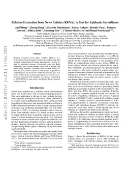 Relation Extraction from News Articles (RENA): A Tool for Epidemic
  Surveillance