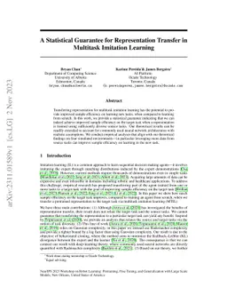 A Statistical Guarantee for Representation Transfer in Multitask
  Imitation Learning