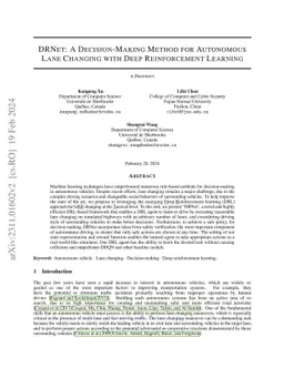DRNet: A Decision-Making Method for Autonomous Lane Changingwith Deep
  Reinforcement Learning