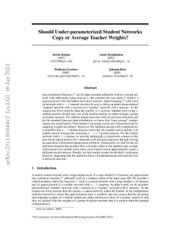 Should Under-parameterized Student Networks Copy or Average Teacher
  Weights?