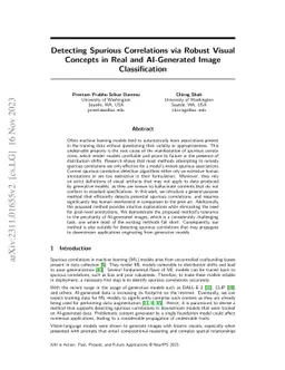 Detecting Spurious Correlations via Robust Visual Concepts in Real and
  AI-Generated Image Classification