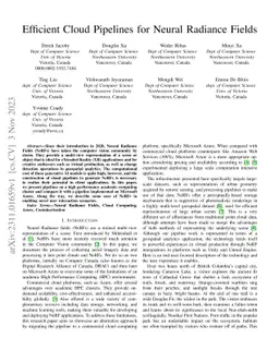 Efficient Cloud Pipelines for Neural Radiance Fields