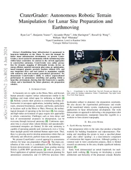 CraterGrader: Autonomous Robotic Terrain Manipulation for Lunar Site
  Preparation and Earthmoving