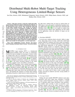 Distributed Multi-Robot Multi-Target Tracking Using Heterogeneous
  Limited-Range Sensors