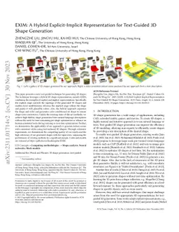 EXIM: A Hybrid Explicit-Implicit Representation for Text-Guided 3D Shape
  Generation