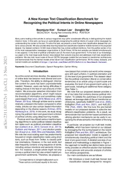 A New Korean Text Classification Benchmark for Recognizing the Political
  Intents in Online Newspapers