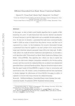 Efficient Generalized Low-Rank Tensor Contextual Bandits