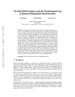 On Hand-Held Grippers and the Morphological Gap in Human Manipulation
  Demonstration