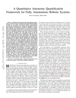 A Quantitative Autonomy Quantification Framework for Fully Autonomous
  Robotic Systems