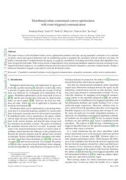 Distributed online constrained convex optimization with event-triggered
  communication