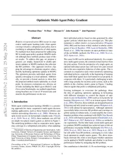 Optimistic Multi-Agent Policy Gradient